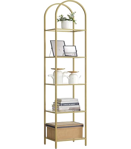 HOOBRO Scaffale A Scala 4 Ripiani - In Metallo E Vetro | 38x22x107cm | Dorato | Per Bagno, Soggiorno - Foto 7