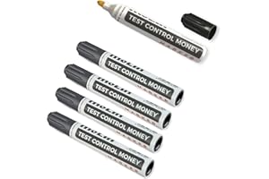 PAPELIVI Pack 5 Rotuladores de Billetes Falsos, Detector Billetes Falsos, boligrafo apto para todos los billetes de Euros, Dólar, Libras, Euro etc. FABRICADO EN ESPAÑA (5)