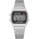 Retro Digital Wristwatch &ndash; Metal Lanyard, Square Case, Alarm & Stopwatch, LED Light, 12/24 Hours, Water Splash Resistant, Unisex