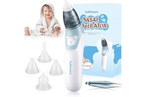 BUBBACARE Baby Nasensauger, elektrischer Nasenreiniger & Ohrenschmalzentferner mit 4 wiederverwendbaren Rotzsaugdüsen für Neugeborene, Kleinkinder und Säuglinge