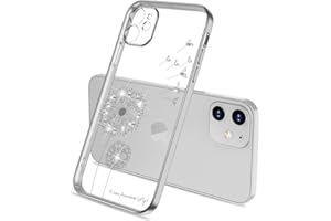 Emlivi - Cover per iPhone 11, con diamanti, ultra sottile, in silicone TPU, per iPhone 11, colore: Argento
