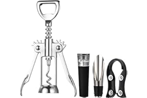 JSTHHTT Korkenzieher Weinöffner Set, Weinflaschenöffner, Korkenzieher Set, Wine Bottle Opener, Ideales Weinzubehör für Weinliebhaber mit Wein-Vakuumverschluss, Weinbelüfter-Ausgießer