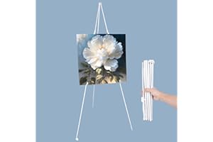 DELAMIYA Cavalletto in metallo, 160 cm, grande display pieghevole, in alluminio, portatile, regolabile in altezza, per matrimoni, poster artisti, spettacoli, colore bianco