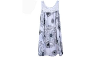 SHOBDW MUJER Vestidos Mujer Verano 2021 Nuevo SHOBDW Floral Vestidos Casual Cuello Redondo Sin Mangas Suelto Retro Elegante Vestidos de Fiesta Mujer Cortos Talla Grande