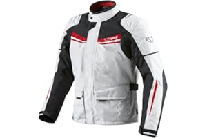 Jet Blouson Veste Moto Homme Imperméable Avec Armure Textile Aquatex (Blanc Rouge, 2XL (EU 54-56))