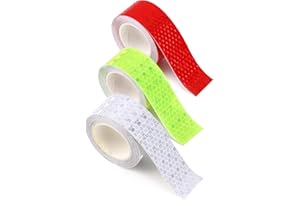 TIRYNS 3 Rolls Reflective Tape, 2.5cm x 3m Waterproof Reflective Tape Adhesive Warning Night Reflector Strips High Visibility Stickers High Intensity for Outdoor Vehicles Safety Reminder Yellow White Red