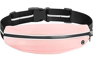 BILIONE Slim Running Belt, Runners Fanny Pack for Women and Men, Reflective Run Waist Belt for Workout Jogging with Headphone Port, Running Gift Gear (Pink)