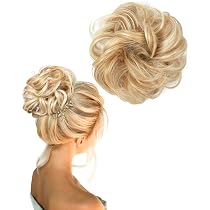 BPTRKOM Dutt-Haarteil Mit Gummiband – Großer Messy Bun, Gelockt, Für Pferdeschwanz & Hochsteckfrisuren, Gelb