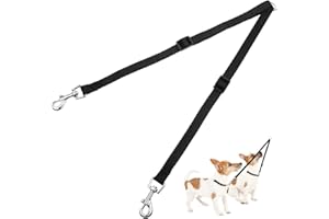 SHAPPY Verstellbare Doppelte Haustier Trainer Leine Kein Gewirr Doppelte Hund Doppelte Verteiler Leine Gehen Trainer Leine für Zwei Hunde (Schwarz)