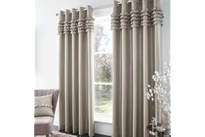 Catherine Lansfield, 100% Polyester, Champagne, Eyelet Curtains-66x72 Inch