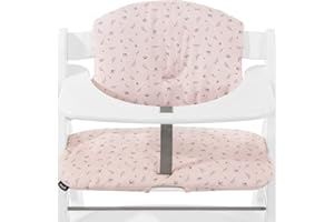 hauck Highchair Pad Select Funda Trona Algodón - Cojín para Trona de Madera Evolutiva Alpha Plus Beta Plus y Arketa - Cojin 2 Piezas Antideslizante para Sillas Evolutivas - Flores Rosa