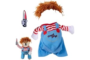 KSOPSDEY Costumi di Halloween per Cani, Halloween Costumi, Halloween Costumi Divertenti per Cani, Costume per Cani da Bambola Mortale per Animali Domestici, Adatto per animali domestici di 6-15 kg