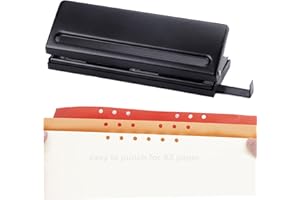 Kongming Dziurkacz z 6 otworami DIN A5, segregator pierścieniowy, metal, 6 otworów, 8 arkuszy, pojemność wykrawania, regulowany odstęp 6 otworów, dziurkacz do A3, A4, A5, A6, B3, B4, B5, B6, B7