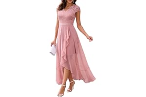 BBONLINEDRESS Bboninedress Robe de Soirée Cocktail Longue Asymétrique pour Mariage Invité Bal de Promo Anniversaire Cérémonie en Mousseline de Soie
