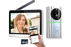 SIMBAILAI WiFi 1080P Vidéo Interphone Visiophone Portier sans Fil,Écran Tactile 7 Pouces, Champs de Vision 160°, Texture Métallique, Détection de Mouvement（PIR）, IP65, Vision Nocturne, Tuya APP