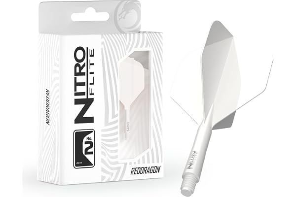 RED DRAGON Darts – Nitro Flite Système intégré de vol et d'arbre – No.2 Forme et design - Disponible en Court, intermédiaire et moyen - Variété de couleurs - Accessoires de fléchettes professionnelles