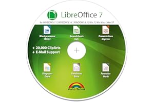 MARKT + TECHNIK LibreOffice Suite 2025 Home and Student for - PC Software Professional Plus - compatible with Word, Excel and PowerPoint for Windows 11 10 8 7 Vista XP 32 64-Bit PC