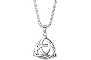 JewelryWe Gioielli Collana da Uomo Donna Coppia in Acciaio Inossidabile Ciondolo Pendente Croce Nodo Celtico Irlandese Colore Argento Regalo