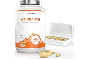 BIOTARY Boswellia Serrata 9400 mg 10 :1, 365 gélules, Pour 6 Mois, y compris le pilulier, 85% D'acide Boswellia, végétalien, qualité premium, testé en laboratoire, 100% de Boswelia Serrata Indien