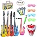 Produktbild SECOWEL 16 Stücke Aufblasbare Musikalische Instrumente Spielzeug Party Prop - Aufblasbare Gitarre, Saxophon, Mikrofone, Shutter Shade Brille, Musik-Player, Trommel und Pumpe