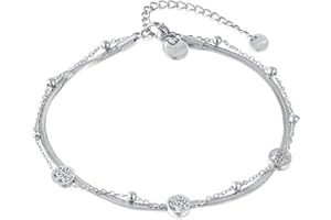 VICKWOOD Tobillera/pulsera para mujer con diseño del árbol de la vida en oro, plata o oro rosa de 18 quilates, resistente al agua, joyas de acero inoxidable