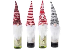 VOHONEY Weihnachten Weinflaschen Taschen Weihnachten Red Wine Taschen Weinzubehör Geschenk Set Wiederverwendbare Wein-Geschenk-Beutel Xmas Festival Party Tisch Dekor Geschenk (Weinflasche Abdeckung 4pcs)