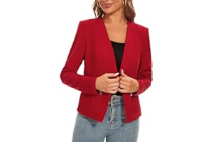 MINTLIMIT Womens Blazer Suit Open Front Casual Work Office Cropped Blazer Jacket for Ladies Cardigan Zip Pocket