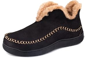Wishcotton Chaussons mocassins à doublure en polaire chaude et moelleuse en microsuède pour hommes