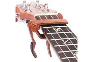 WiNGO Capodastre Ukulele, capo en alliage de zinc pour soprano/Concert/Tenor 4 Cordes Ukuleles, Couleur Bois.