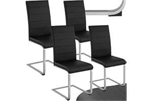 TecTake® Set di 4 Sedie Sala da Pranzo, Schienale Ergonomico, Poltroncine in Similpelle Resistente, Sedie Sala da Pranzo Moderne Ideali per Cucina, Soggiorno e Camera da Letto - Nero