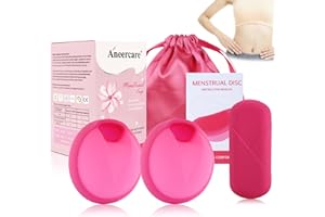 WUSANNA Menstruationsscheibe 2 Stücke,Menstrual Disc,Menstruationstasse,Mit Aufbewahrungsbox Und Beutel,Tampon-Alternative, Leichter Oder Starker Fluss Bis Zu 12 Stunden, Auslaufsicher (Rosa, S+l)