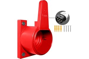 Egnio Type 2 EV Cable Organiser, Wall Mount Holder for Electric Car with IEC 51296-2 Plugs, Weather Proof Holder for Most EU EVs Charging Cable Tidy, Including Mounting Kit Red