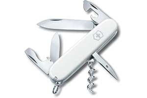 Victorinox Spartan Couteau de Poche Suisse, Léger, Multitool, 12 Fonctions, Lame, Ouvre Boite, Tire Bouchon, Blanc