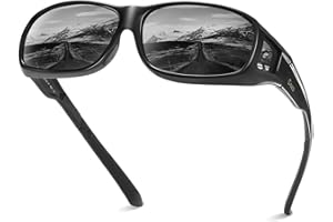 DUCO Herren und Damen Fit Over Sonnenbrille Polarisiert Unisex Brille UV400 Schutz Wrap Around Blendschutz Überbrille für Brillenträger Kleine Größe