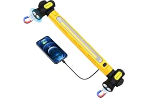 TRQWH Work Light, 3200LM LED, 6000mAh Rechargeable, Portable, Magnetic, Emergency Light with Hooks for Car Repairing, Garage, Workshop, Camping, Yellow