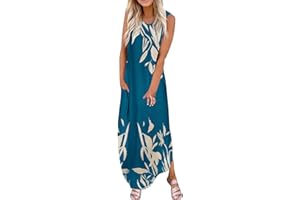 NNGOTD Robe Longue Femme Ete 2023 Robe Longue Femme Grande Taille sans Manches Imprimé Crâne Ample Ete Bohême Boho Plage Vacances Maxi Dress Robe de Bal Femme