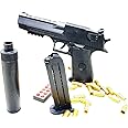 ZHENGTU Toy Gun Magazine, Soft Bullets & Pull Back Action, Pistol Toys for Boy Birthday Gift Foam Blaster Soft Bullet Play Gun with 10 Pcs Darts, Education Toy Model for Kids (Dessert Black)
