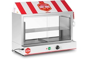 Royal Catering Asador De Salchichas Máquina Para Perritos Calientes RCHW 2500H (300 salchichas y 100 panecillos, Potencia: 2400 W, 30-110 °C)