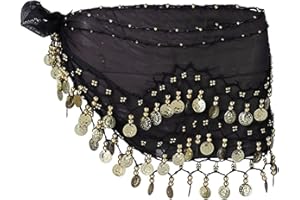 CANRNYACBZ Bauchtanz Hüfttuch Damen Bauchtanz Gürtel Chiffon Hüfttuch Bauchtanz Gürtel Bauchtanz Kostüm Gürtel Für Orientalische Tanz Damen Mit 128 Münzen