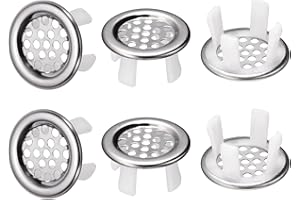 BAIJ 6 Piezas Anillo de Desbordamiento para Lavabo y Fregadero – Cubierta Decorativa en Acero Inoxidable para Rebosadero Agujero de Ø22-24 mm, Redonda Tapón Tapa para Lavabos de Cocina y Baño Embellecedor
