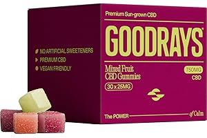 GOODRAYS CBD Gummies, High Strength, Natural Sleep Stress and Anxiety Relief, Vegan, Mixed Pack, 30 x 25mg Gummies, Packaging May Vary