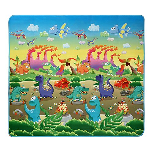Preisvergleich Produktbild Smibie Baby Spielteppich Spielmatte wasserdichte Puzzlematte Kinderteppich Zwei Seite für Innen / Außen Dinosaurier und Auto