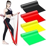Sanggi - Set di 4 fasce elastiche professionali per esercizi di resistenza, per yoga, pilates, sviluppo muscolare, 4 livelli 