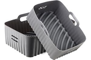 moleath 2PCS Silicone Air Fryer Liners for Ninja AF300UK Tower T17088 Salter EK4548 Daewoo EUARY Instant 7.6L-9L Dual Air Fryers, BPA-Free Silicone Air Fryer Accessories Reusable Airfryer Liners