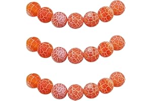 MJDCB Natural Round Stone Beads 6mm Orange Burst Agate Loose Gemstone Beads for Jewelry Making Bracelet Necklace 60pcs