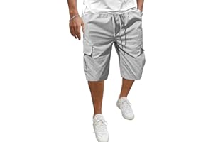 Svanco Combat Cargo Shorts Pantalones Cortos De Trabajo con Cordón para Hombre Pantalón Cortos De Algodón Elástico Casual con 5 Bolsillos Short M-XXL