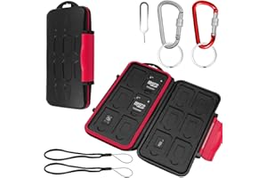 Set di 2, custodia per scheda di memoria con moschettone e strumento di rimozione della scheda, custodia da trasporto SourceTon 24 x 12 slot per schede SDHC/SDXC e 12 schede micro SD