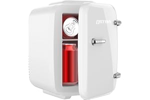 Tiastar Mini Tragbarer Kühlschrank, 4 Liter /6 Dosen Getränke & Hautpflege Mini-Kühlschrank für Schlafzimmer, Auto, Büro Schreibtisch, zwei Gänge - Kühler und Wärmer (Weiß)
