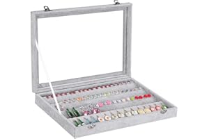 AUTOARK Ice Velvet Clear Lid 55 Pairs Earring Tray Showcase Display Organizer,AJU-024
