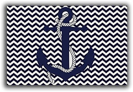 CHARM HOME Anchor Doormats Chevron Pattern 23.6 x 15.7 Inch- Custom Non-Slip Nautical Welcome Mat Rugs Outdoor/Indoor Bathroom Carpet